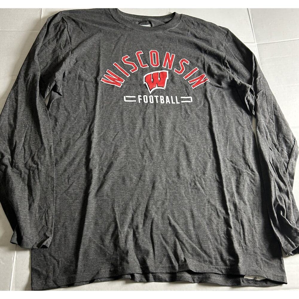 Wisconsin Badgers Shirt Men's Large Gray‎ Long Sleeve T Shirt
